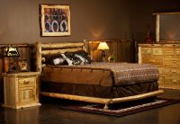 Cedar Lake Rodeo Log Headboard--Clear finish, Log bed frame
