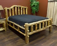 Aspen Mountain Snowload I Queen Bed--Clear finish, Standard logs, Standard 5-6" corner log posts