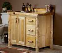 36" Cedar Lake Rustic Wash Stand in Clear Finish