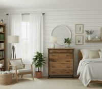 Modern Chest of Drawers: Some lifestyle images are created with AI for visualization purposes. Crafted from natural solid wood, each piece is unique and will vary.