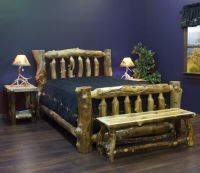 Aspen Lodge Log Bed--Queen bed, Jumbo 6-8" corner log posts