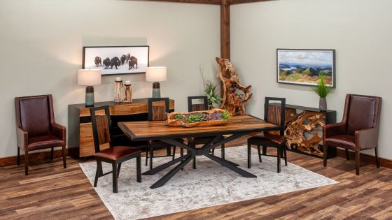 Golden Walnut Matrix Dining Table