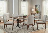 Organic Walnut Dining Table: Some lifestyle images are created with AI for visualization purposes. Crafted from natural solid wood, each piece is unique and will vary.