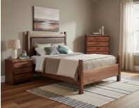 Walnut Wood Bedroom Furniture: Some lifestyle images are created with AI for visualization purposes. Crafted from natural solid wood, each piece is unique and will vary.