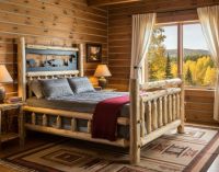 Cedar Log Bed: Some lifestyle images are created with AI for visualization purposes. Crafted from natural solid wood, each piece is unique and will vary.
