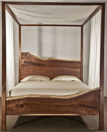 Live Edge Black Walnut Canopy Bed
