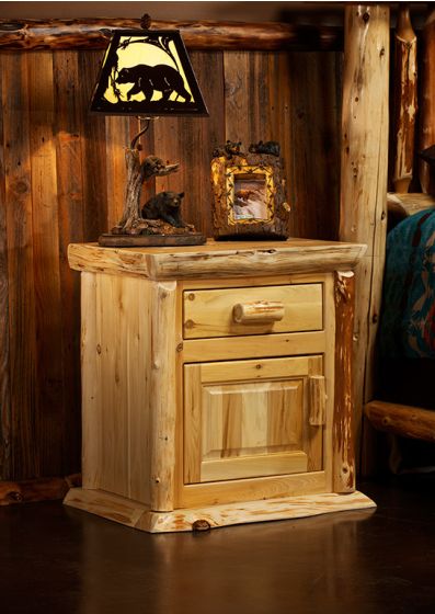 CEDAR LAKE LODGE ENCLOSED LOG NIGHTSTAND