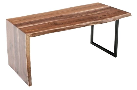 Organic Live Edge Slab Desk with Modern Base