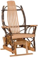 Rustic Hickory Log Glider with Oak Arms
