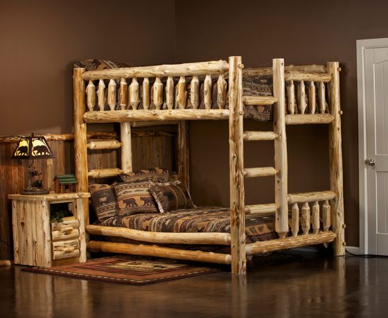 Cedar Lake Full over Full Log Bunk Bed--Clear Finish