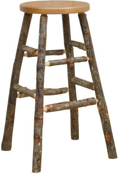 Rustic Hickory Log Kitchen Stool