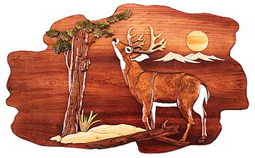 Deer Eating From Tree Wood Art