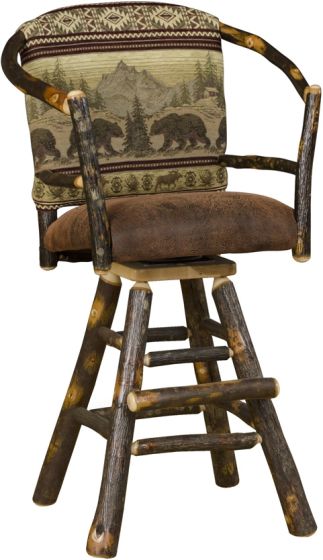 Rustic Hickory Hoop Swivel Barstool