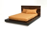 Recycled Wood Platform Bed - Recycled Wood - Silver Headboard Accents - Silver Base Trim