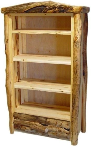 Rustic Aspen Log Storage Drawer Bookcase