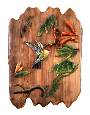 Hungry Hummingbird Rustic Wood Art