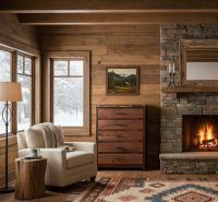 Organic Natural Wood Chest of Drawers: Some lifestyle images are created with AI for visualization purposes. Crafted from natural solid wood, each piece is unique and will vary.