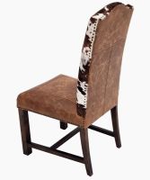 Bristol Upholstered Cowhide Dining Side Chair - Bomber Jacket Brown Top Grain Leather
