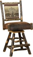 Hickory Straight Back Swivel Barstool - Bear Mountain Backrest Fabric