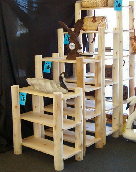 Hidden Lake Cedar Log Bookcases--Unfinishes (shown in all sizes)