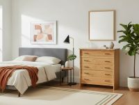 Modern Rustic Chest: Some lifestyle images are created with AI for visualization purposes. Crafted from natural solid wood, each piece is unique and will vary.