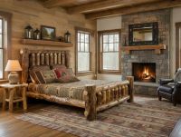 Gnarly Aspen Wood Bed: Some lifestyle images are created with AI for visualization purposes. Crafted from natural solid wood, each piece is unique and will vary.
