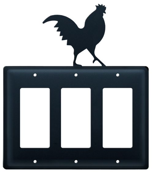 Wrought Iron Rooster Triple GFI Cover