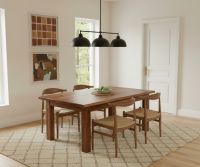 Organic Wooden Dining Table: Some lifestyle images are created with AI for visualization purposes. Crafted from natural solid wood, each piece is unique and will vary.
