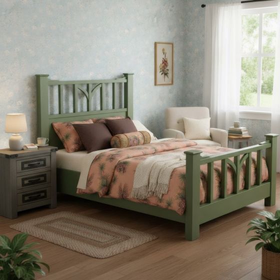 Reclaimed Wood Bed: Some lifestyle images are created with AI for visualization purposes. Crafted from natural solid wood, each piece is unique and will vary.
