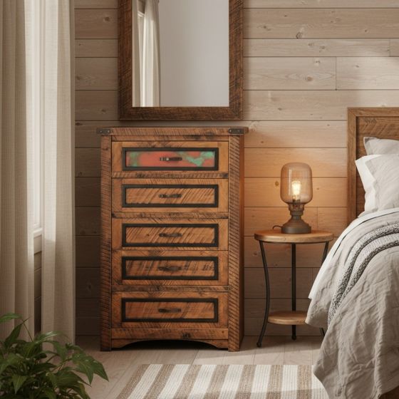Chest of Drawers: Some lifestyle images are created with AI for visualization purposes. Crafted from natural solid wood, each piece is unique and will vary.