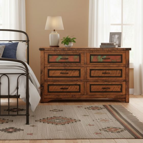 Rustic Dresser: Some lifestyle images are created with AI for visualization purposes. Crafted from natural solid wood, each piece is unique and will vary.