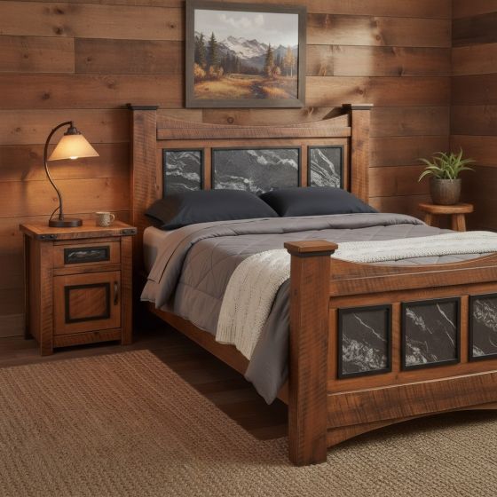 Rustic Nightstand: Some lifestyle images are created with AI for visualization purposes. Crafted from natural solid wood, each piece is unique and will vary.