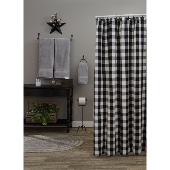 Black & Cream Checkered Shower Curtain