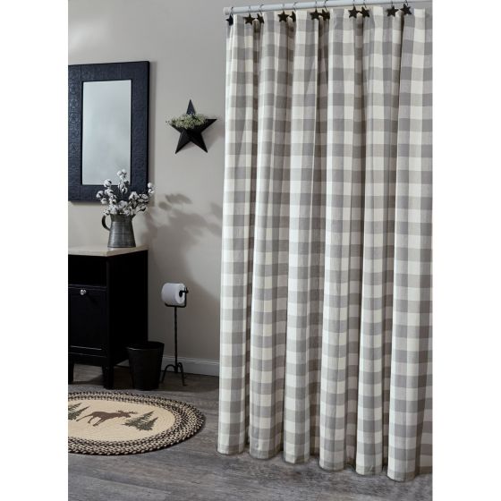 Dove Gray Checkered Shower Curtain