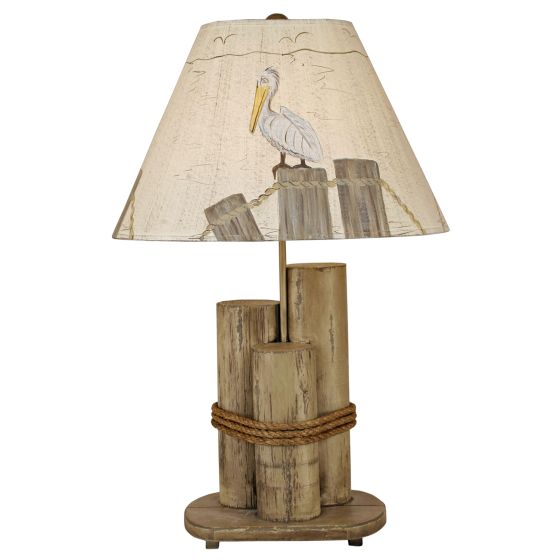Rustic Distressed Gray Pelican Dock Pilings Table Lamp