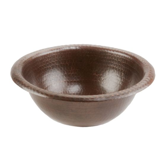 12" Small Round Oil Rubbed Bronze Hammered Copper Self Rimming Sink