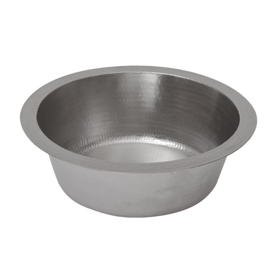 14" Round Nickel Hammered Copper Bar & Prep Sink - 2" Drain