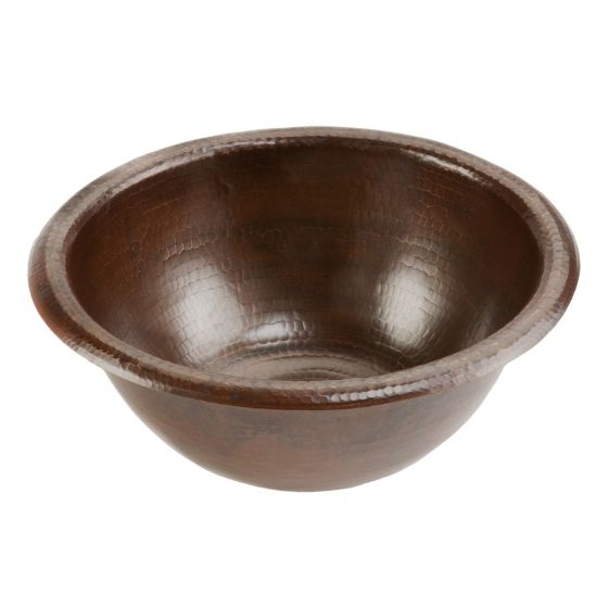 14" Round Oil Rubbed Bronze Hammered Copper Self Rimming Sink