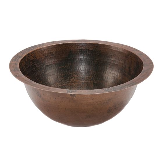 14" Round Oil Rubbed Bronze Hammered Copper Under Counter Sink