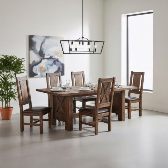 Rustic Dining Chair: Some lifestyle images are created with AI for visualization purposes. Crafted from natural solid wood, each piece is unique and will vary.