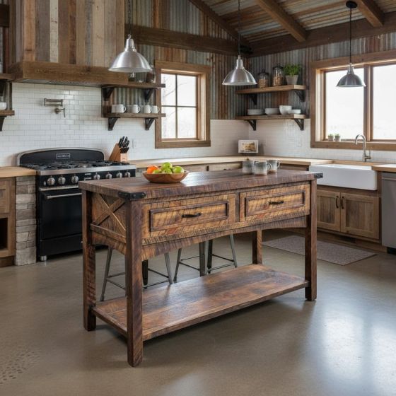 Server Table: Some lifestyle images are created with AI for visualization purposes. Crafted from natural solid wood, each piece is unique and will vary.