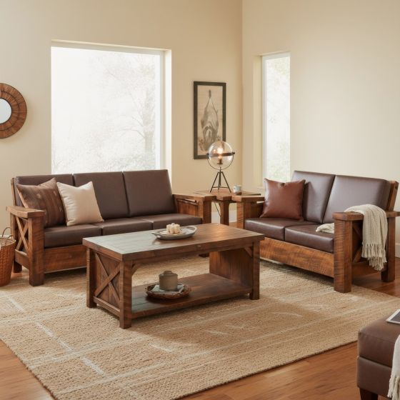 Coffee Table: Some lifestyle images are created with AI for visualization purposes. Crafted from natural solid wood, each piece is unique and will vary.