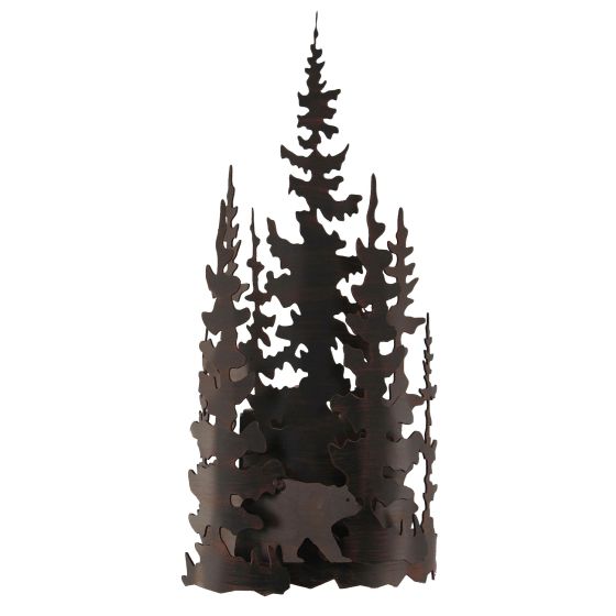 Rustic Forest Bear Wrought Iron Wall Sconce