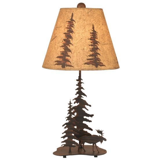 Rustic Moose Metal Art Table Lamp
