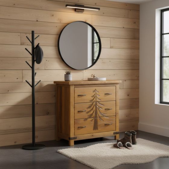 Chest of Drawers: Some lifestyle images are created with AI for visualization purposes. Crafted from natural solid wood, each piece is unique and will vary.