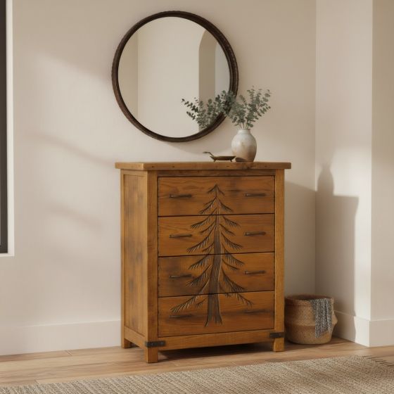 Chest of Drawers: Some lifestyle images are created with AI for visualization purposes. Crafted from natural solid wood, each piece is unique and will vary.
