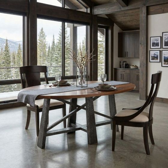Contemporary Dining Table: Some lifestyle images are created with AI for visualization purposes. Crafted from natural solid wood, each piece is unique and will vary.
