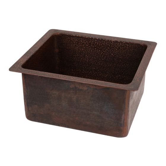 16" Gourmet Rectangular Oil Rubbed Bronze Terra Firma Copper Bar & Prep Sink - 3.5" Drain