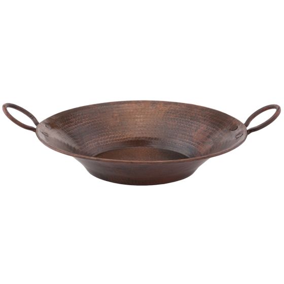 16" Round Miner's Pan Oil Rubbed Bronze Hammered Copper Vessel Sink