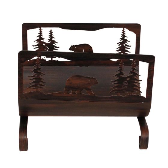 Rustic Wrought Iron Wandering Bears Wood Rack